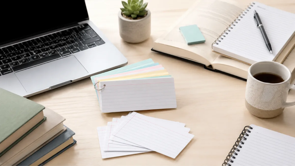 Active recall learning method using flashcards for memory improvement
