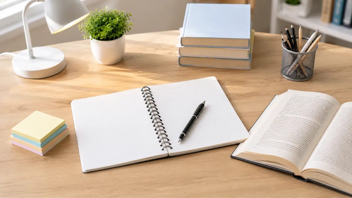 Focused student studying in distraction-free environment