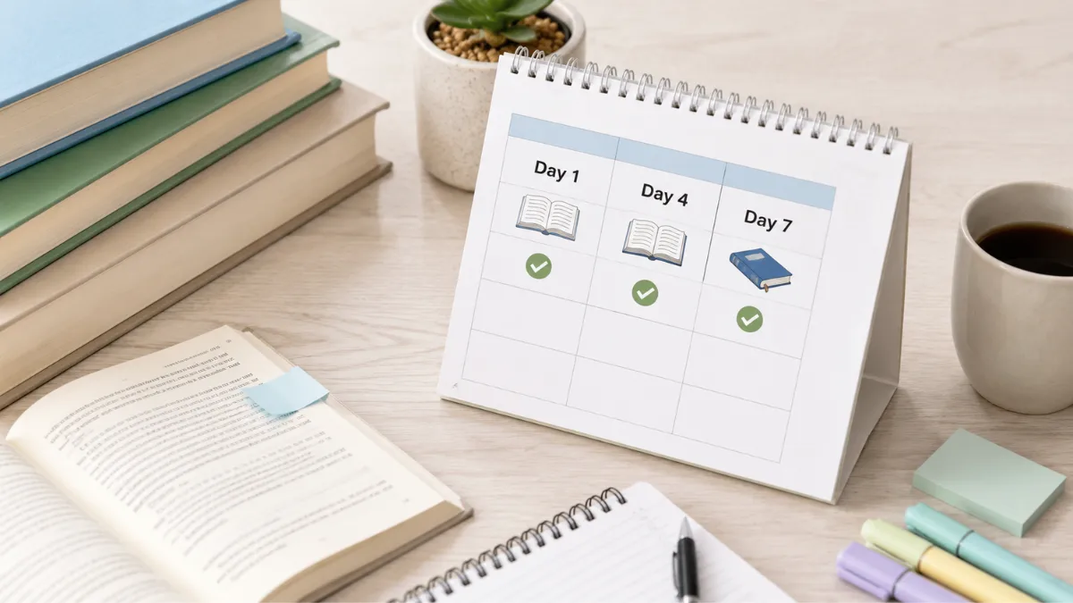 Spaced repetition learning schedule calendar for better memory retention